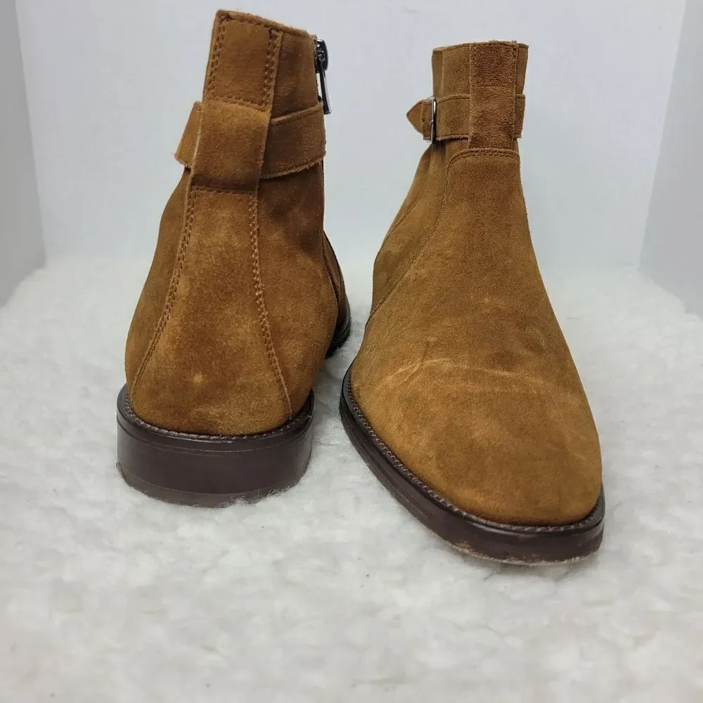 Johnston & Murphy Meade Men's Ankle Boots Size 10.5 M Buckle Brown Suede